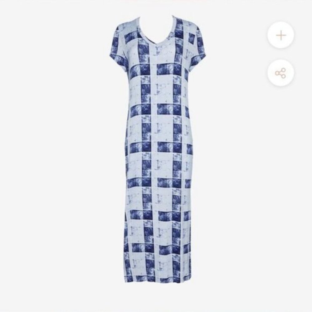 POSH PEANUT  | NWT Bamboo Blue Plaid Mommy Dress Nightgown Small